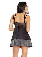 Babydoll, glitter, net inlay, strappy front